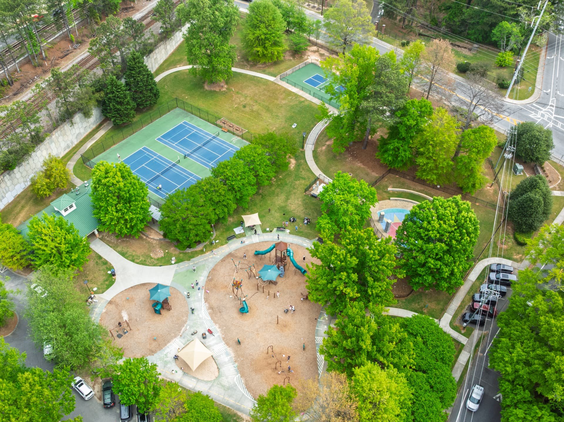 Aerial view of Ashford Park in Brookhaven, Georgia