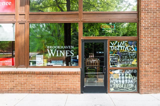 Brookhaven Wines storefront on Dresden Drive in Brookhaven