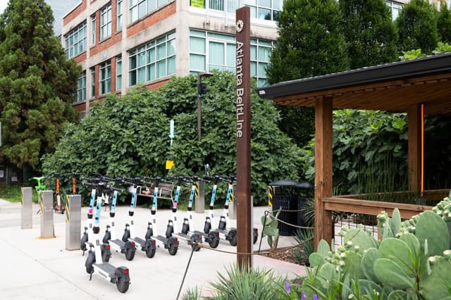 Atlanta BeltLine trailhead with scooter share moments from the residence