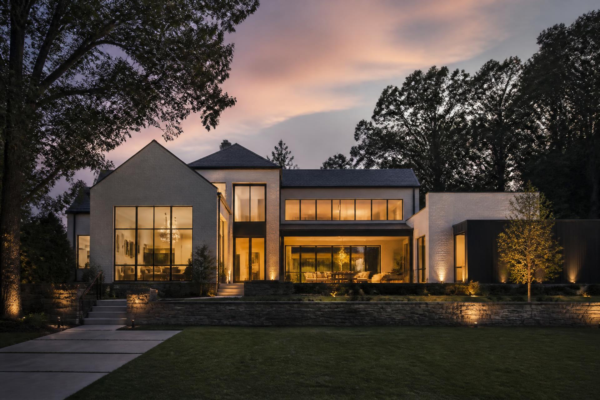 Luxury Atlanta residence at twilight